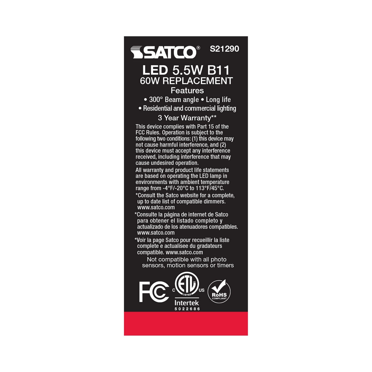Satco - S21290 - Light Bulb - Clear