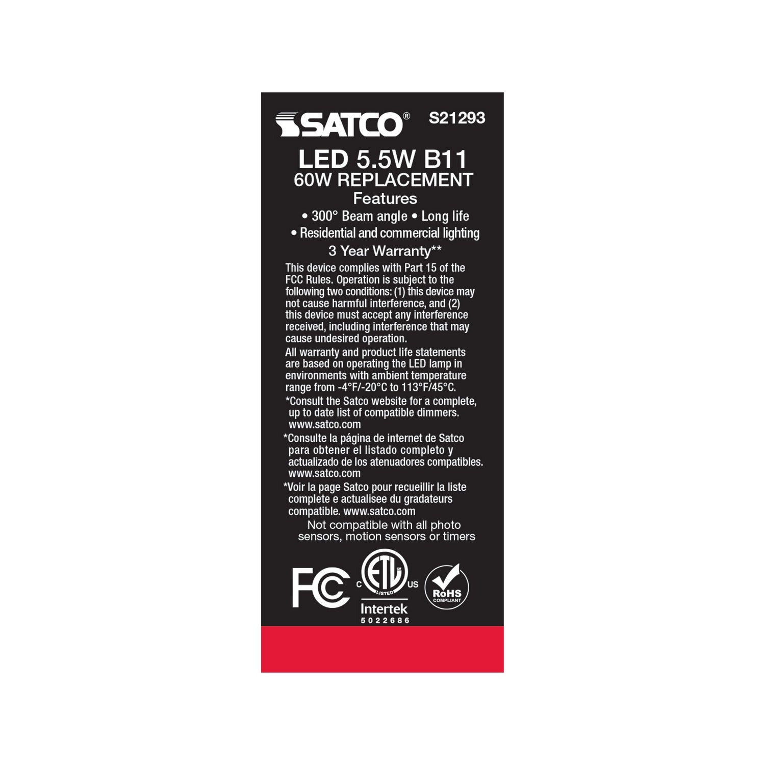 Satco - S21293 - Light Bulb - Frost