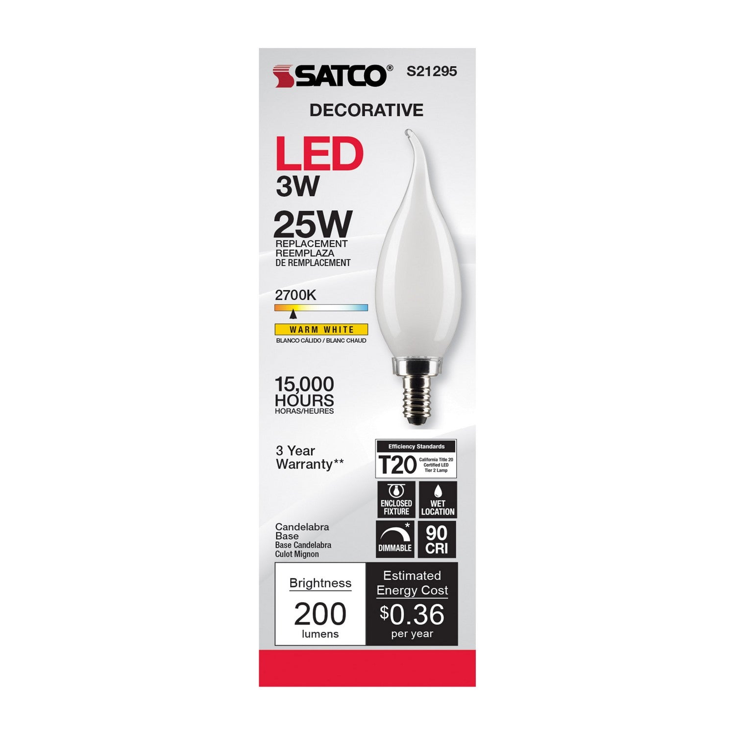 Satco - S21295 - Light Bulb - Frost