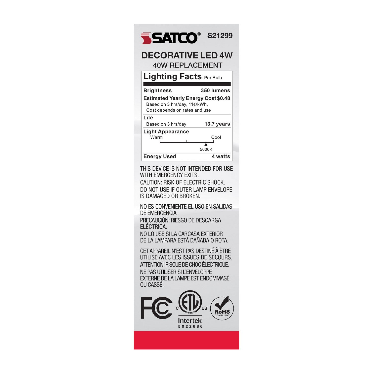 Satco - S21299 - Light Bulb - Clear