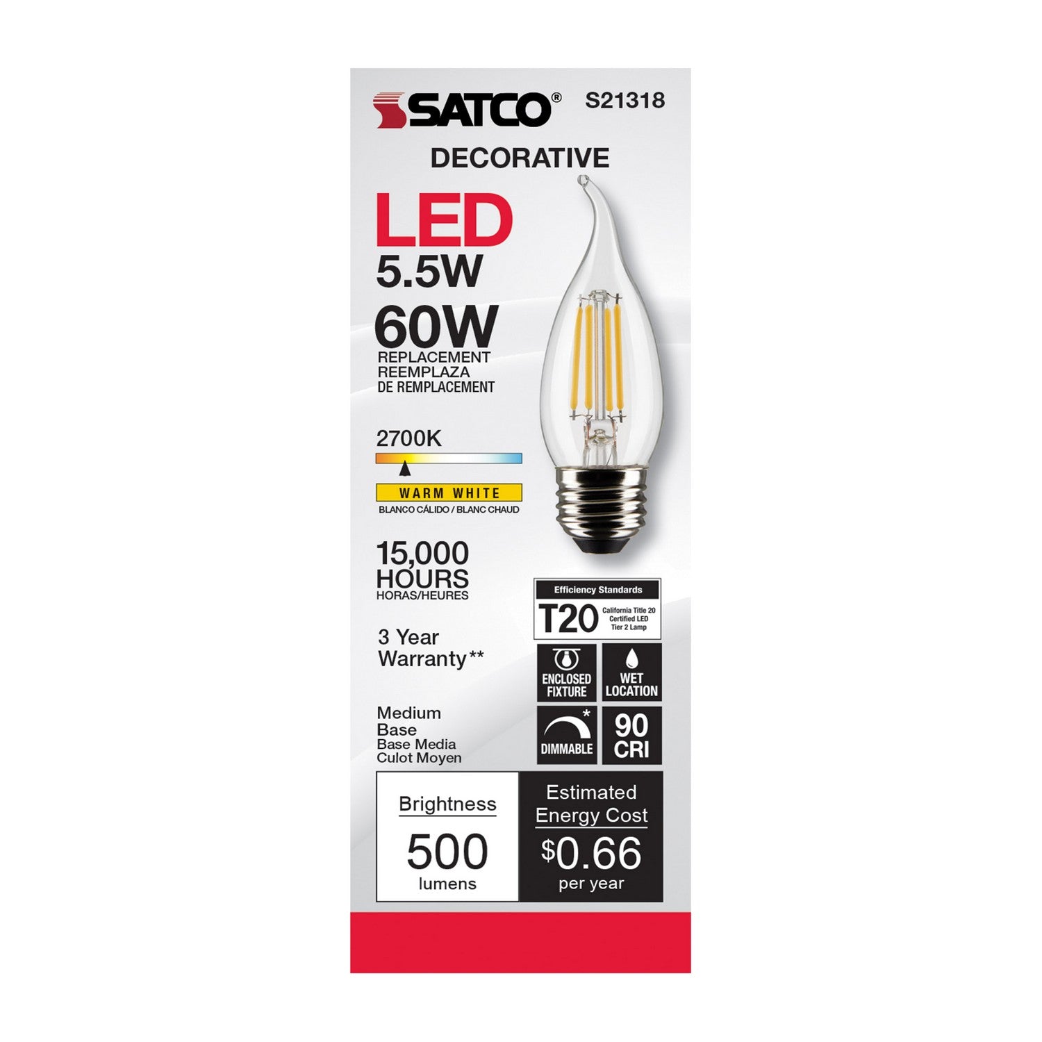 Satco - S21318 - Light Bulb - Clear