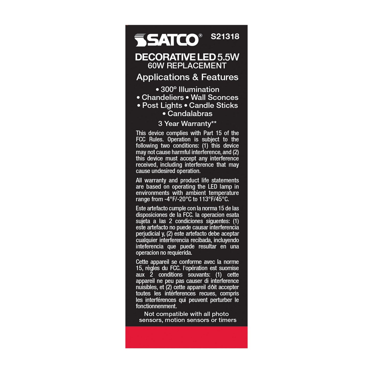 Satco - S21318 - Light Bulb - Clear