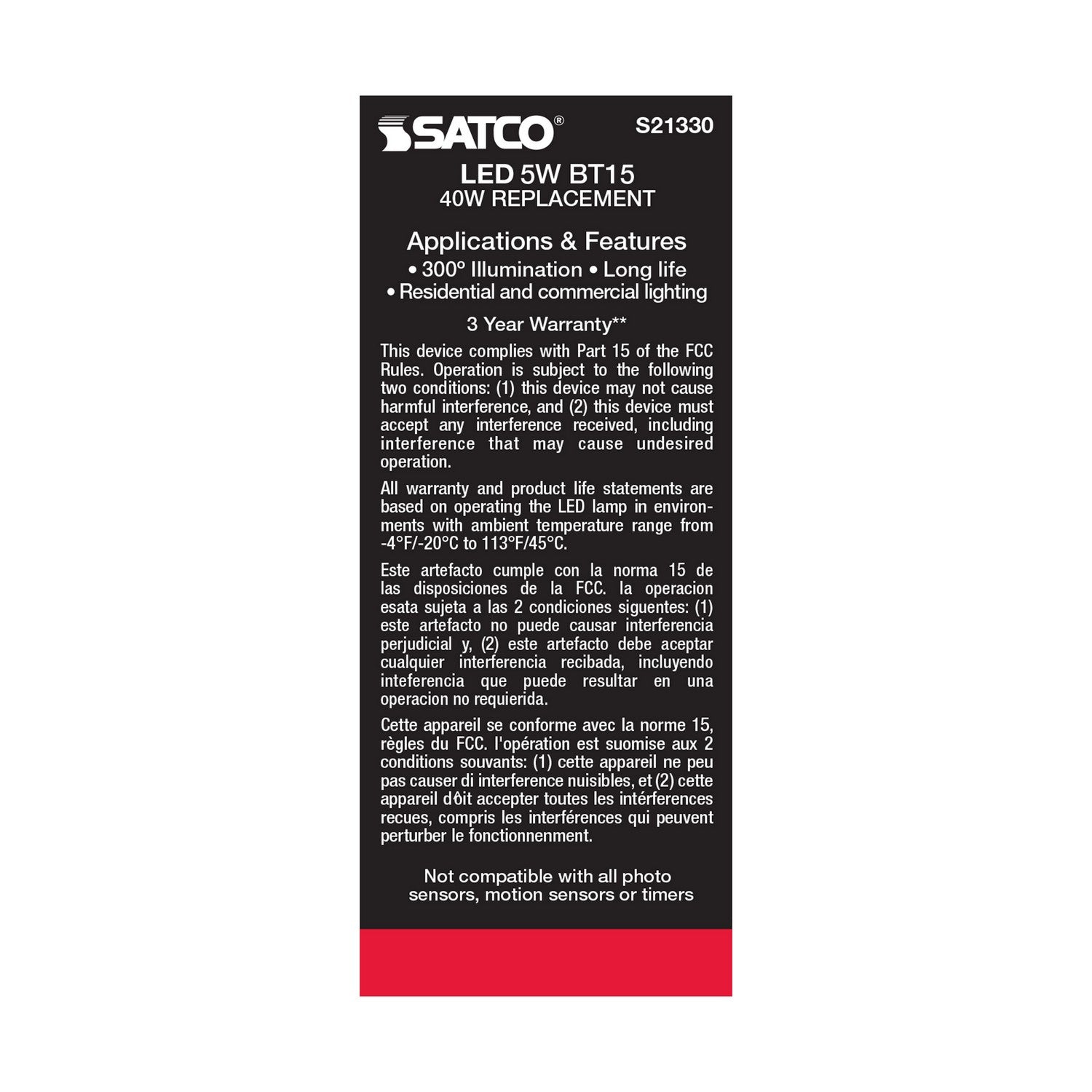 Satco - S21330 - Light Bulb - Clear