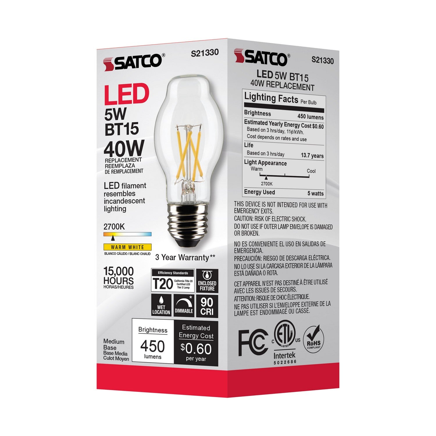 Satco - S21330 - Light Bulb - Clear