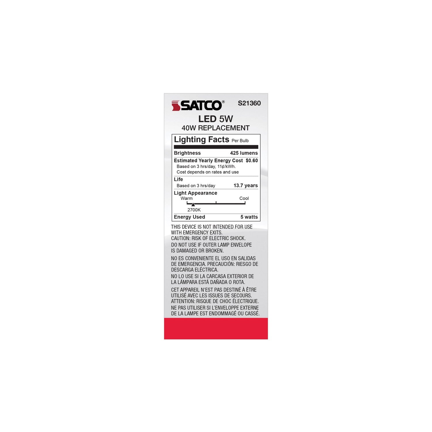 Satco - S21360 - Light Bulb - Clear