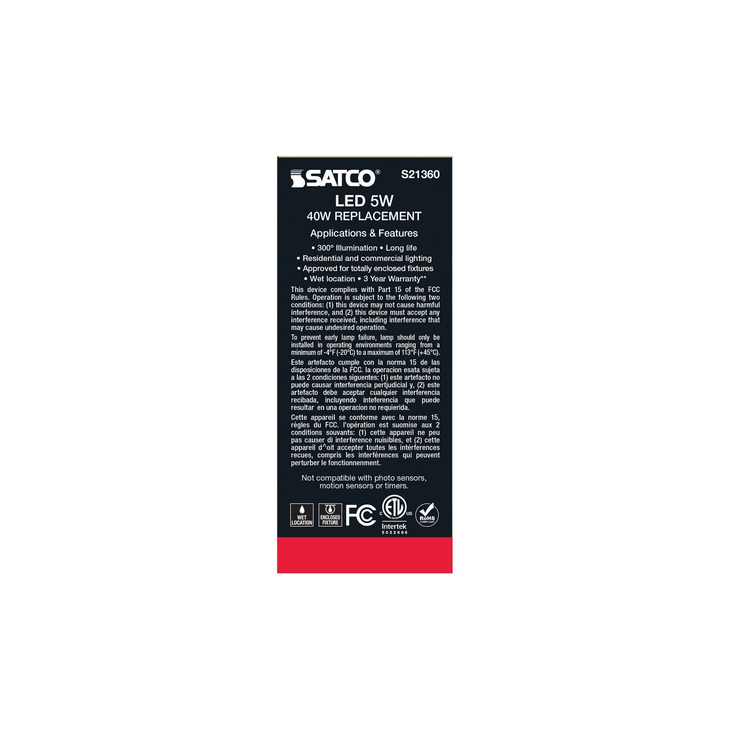 Satco - S21360 - Light Bulb - Clear