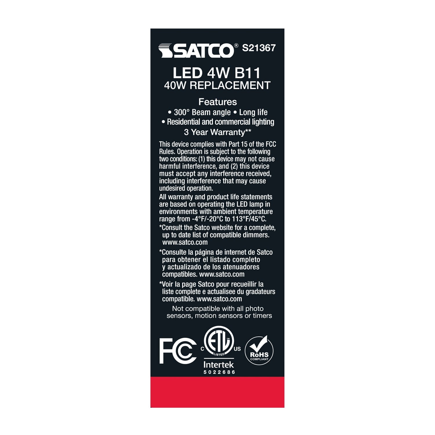 Satco - S21367 - Light Bulb - Clear