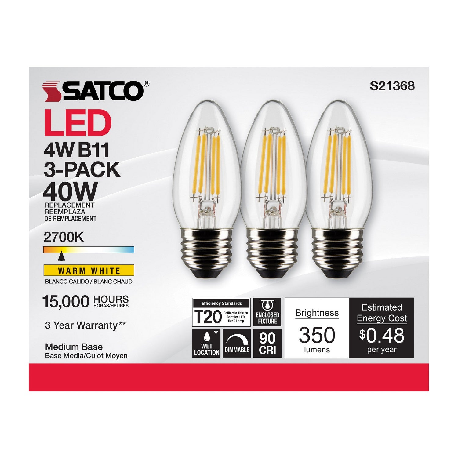 Satco - S21368 - Light Bulb - Clear