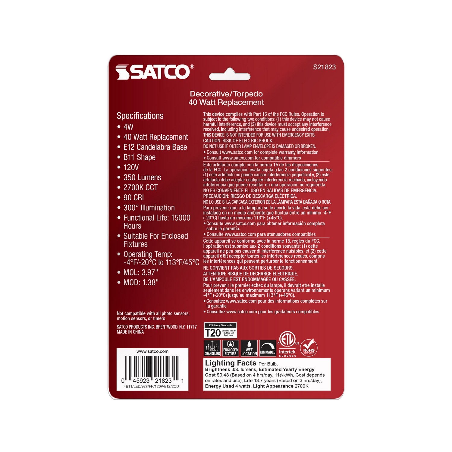 Satco - S21823 - Light Bulb - Frost