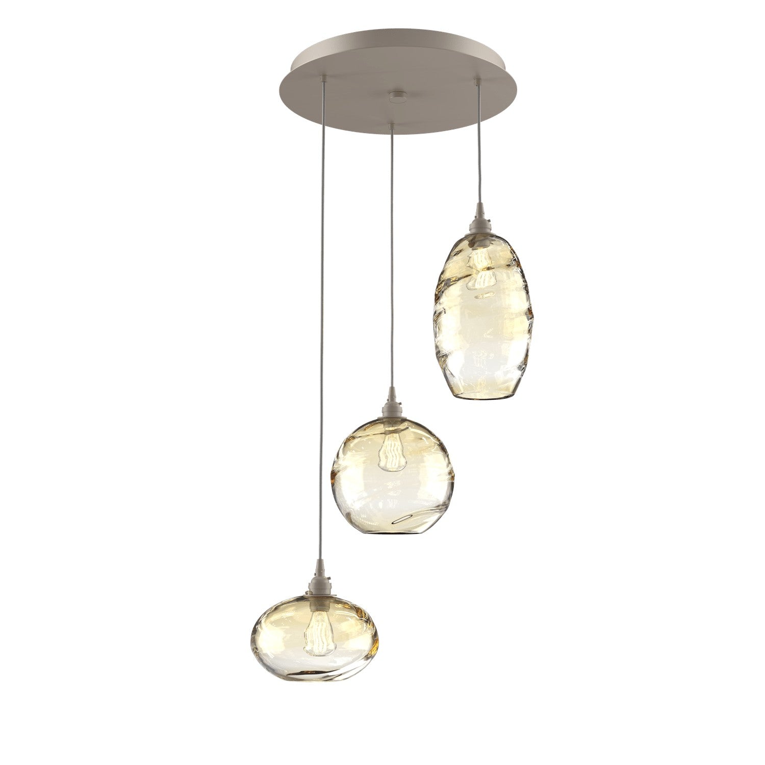 Hammerton Studio - CHB0048-03-BS-OA-C01-E2 - Three Light Pendant - Misto - Beige Silver