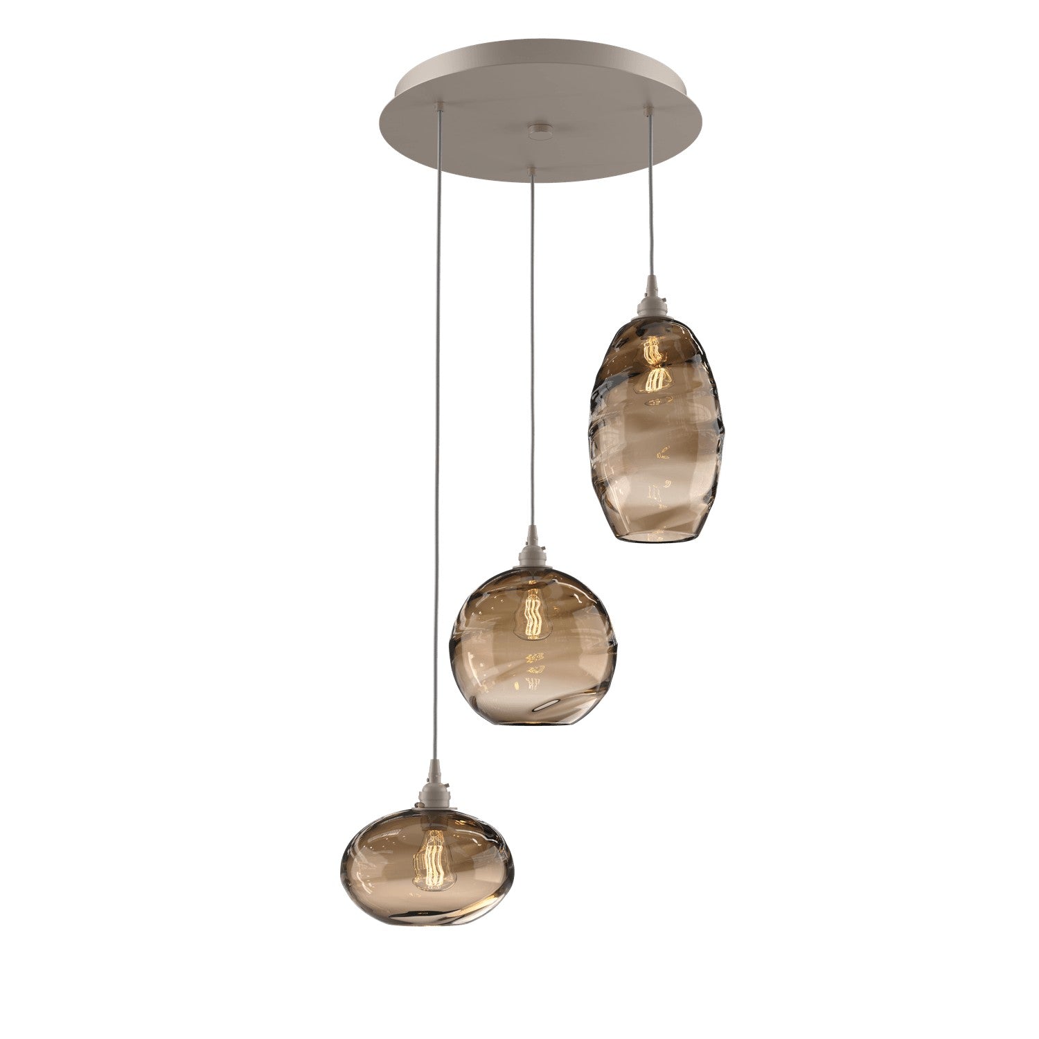 Hammerton Studio - CHB0048-03-BS-OB-C01-E2 - Three Light Pendant - Misto - Beige Silver