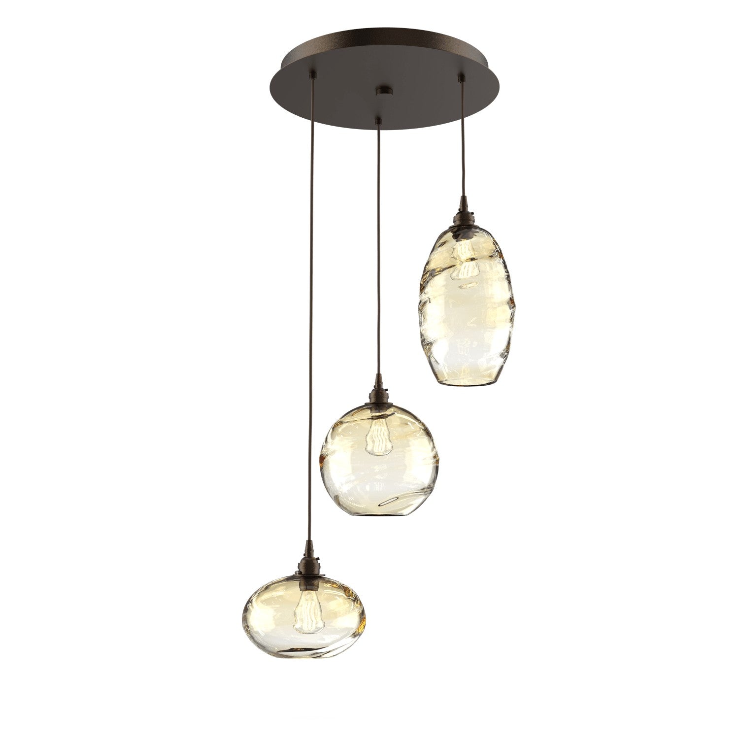 Hammerton Studio - CHB0048-03-FB-OA-C01-E2 - Three Light Pendant - Misto - Flat Bronze