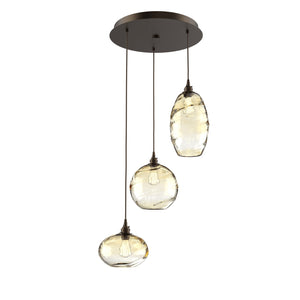 Hammerton Studio - CHB0048-03-FB-OA-C01-E2 - Three Light Pendant - Misto - Flat Bronze