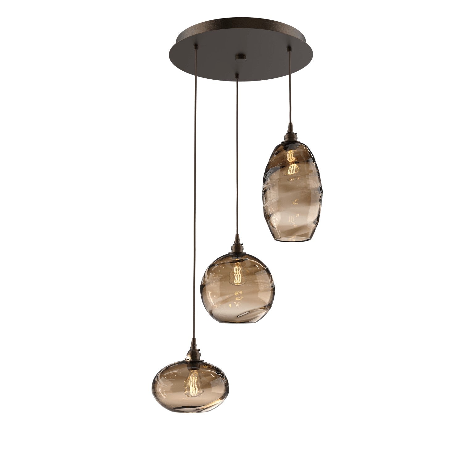 Hammerton Studio - CHB0048-03-FB-OB-C01-E2 - Three Light Pendant - Misto - Flat Bronze