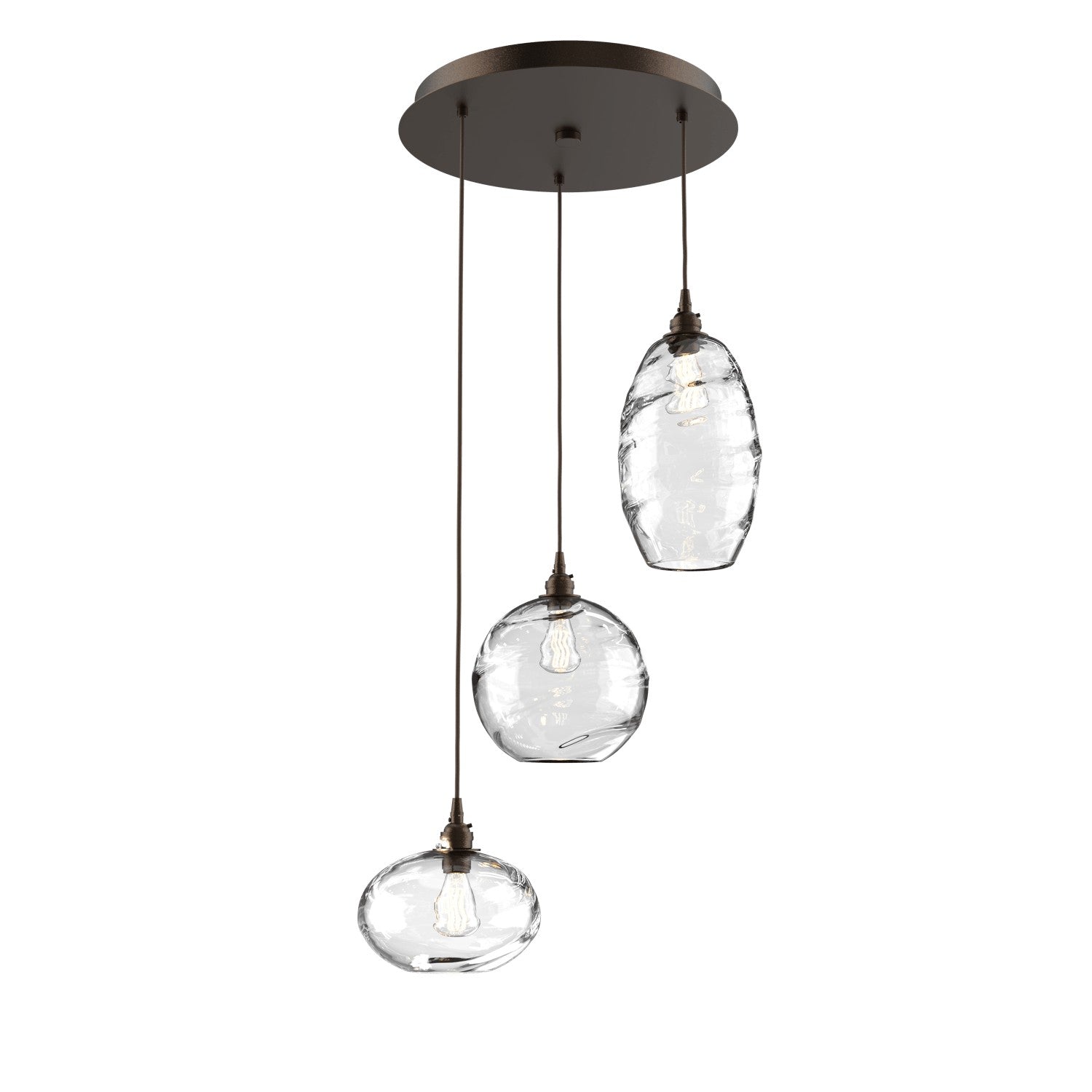 Hammerton Studio - CHB0048-03-FB-OC-C01-E2 - Three Light Pendant - Misto - Flat Bronze