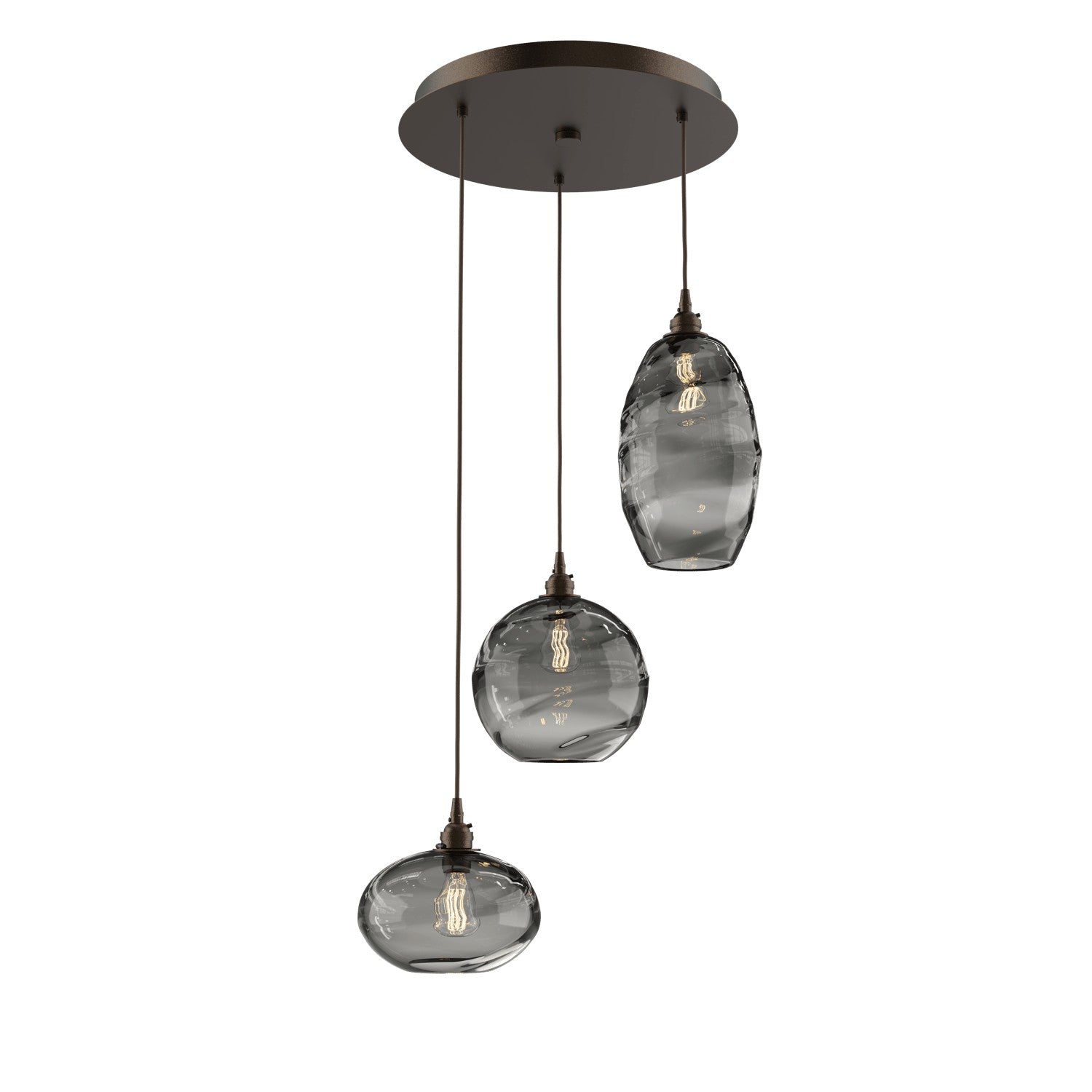 Hammerton Studio - CHB0048-03-FB-OS-C01-E2 - Three Light Pendant - Misto - Flat Bronze