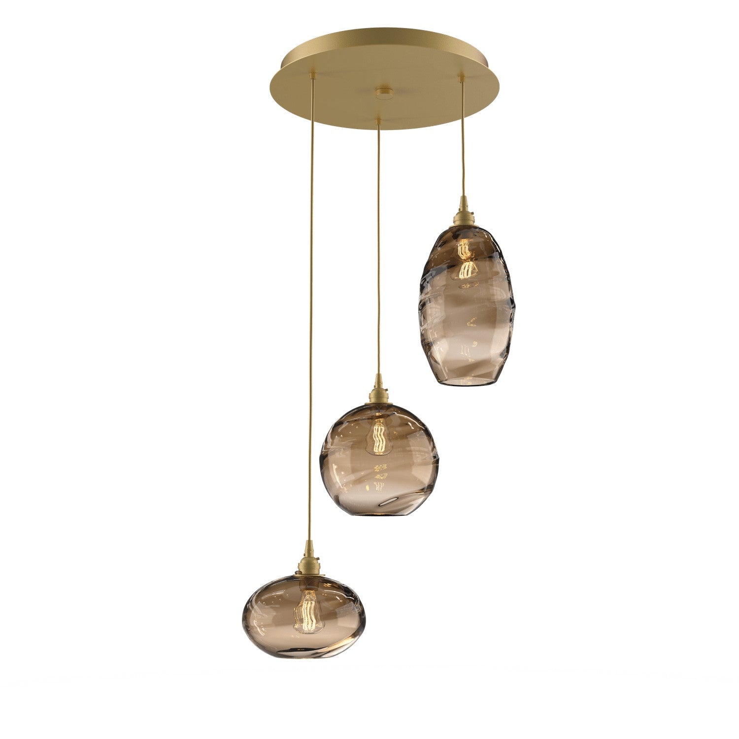 Hammerton Studio - CHB0048-03-GB-OB-C01-E2 - Three Light Pendant - Misto - Gilded Brass