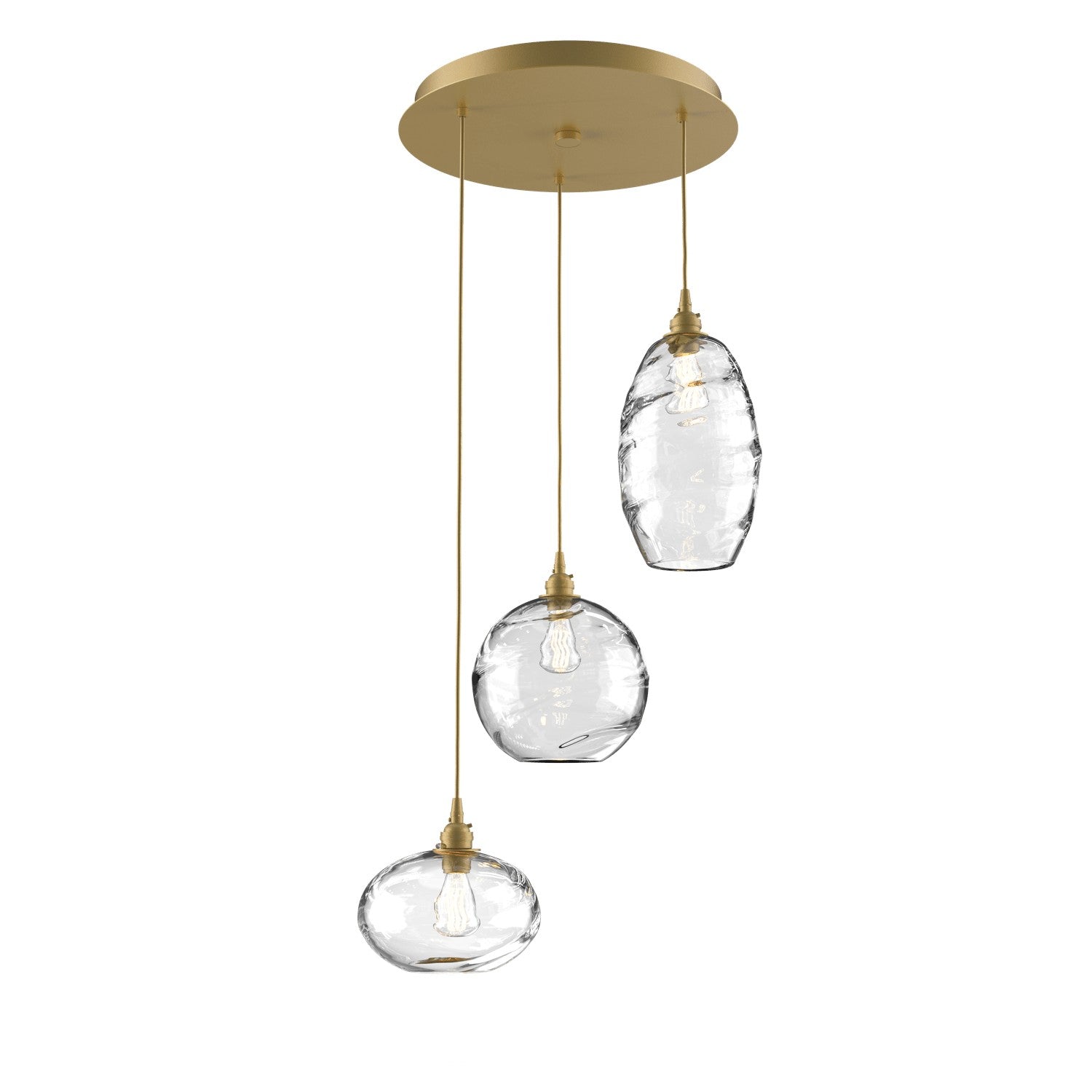 Hammerton Studio - CHB0048-03-GB-OC-C01-E2 - Three Light Pendant - Misto - Gilded Brass