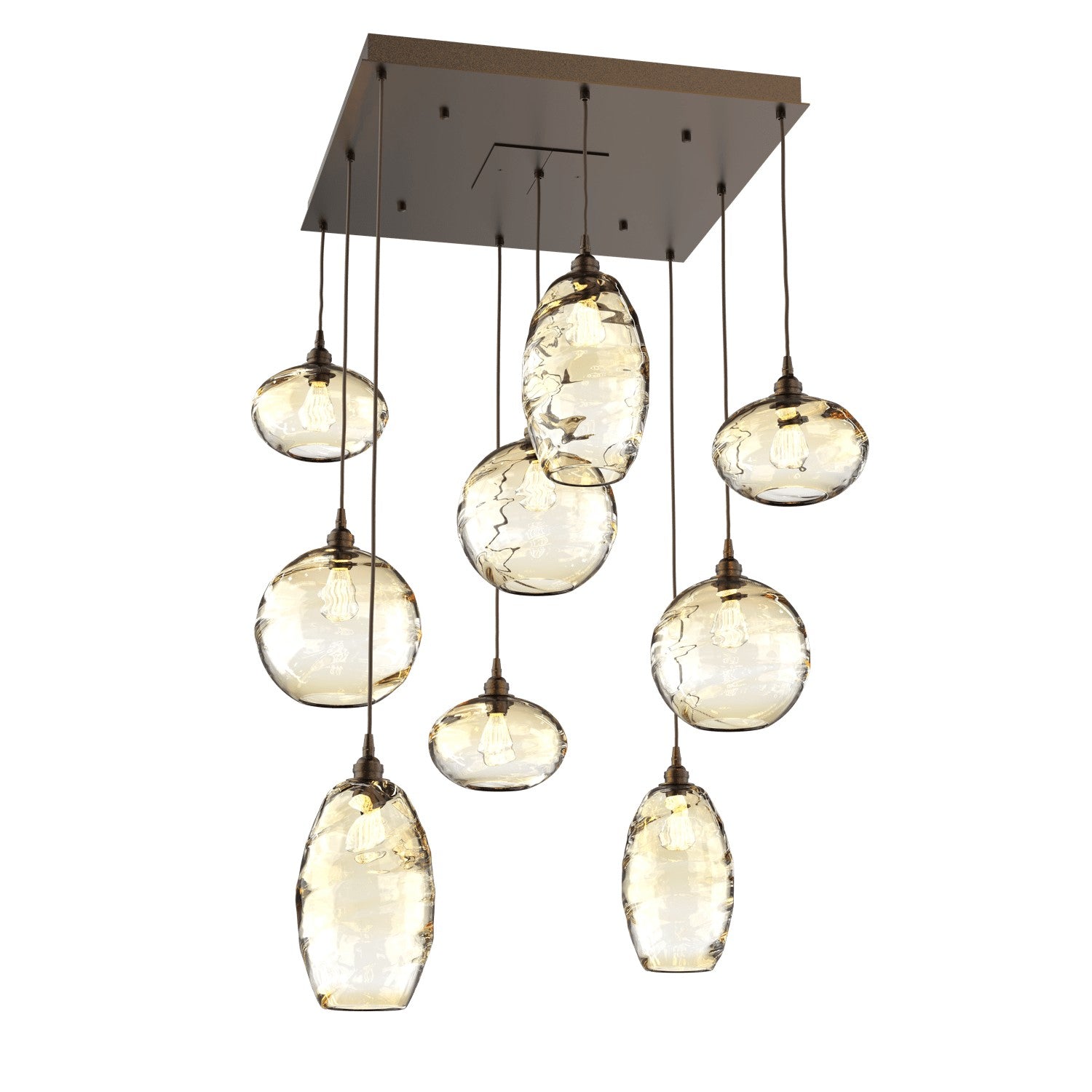 Hammerton Studio - CHB0048-09-FB-OA-C01-E2 - Nine Light Pendant - Misto - Flat Bronze