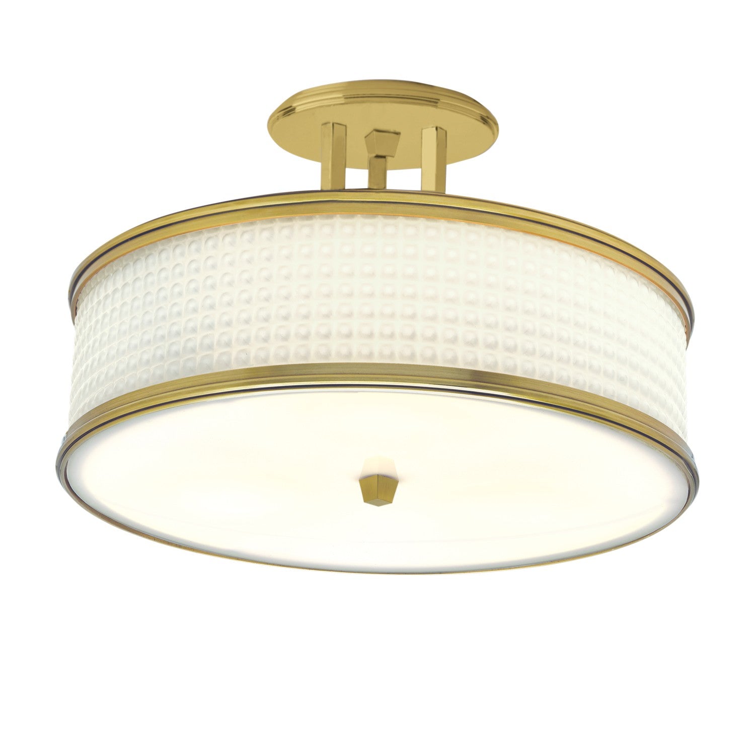 Norwell Lighting - 5666-SB-WG - Three Light Semi Flush Mount - Prism - Satin Brass