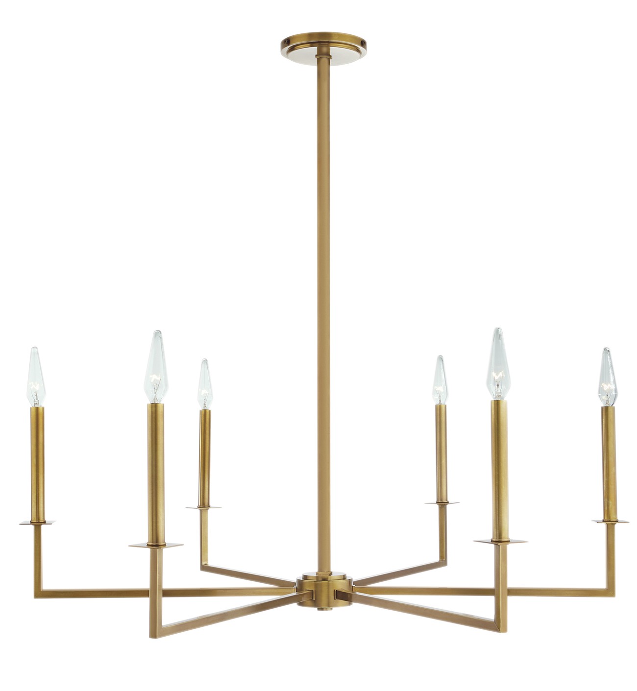 Norwell Lighting - 6521-AG-CA - Six Light Chandelier - Ray - Aged Brass