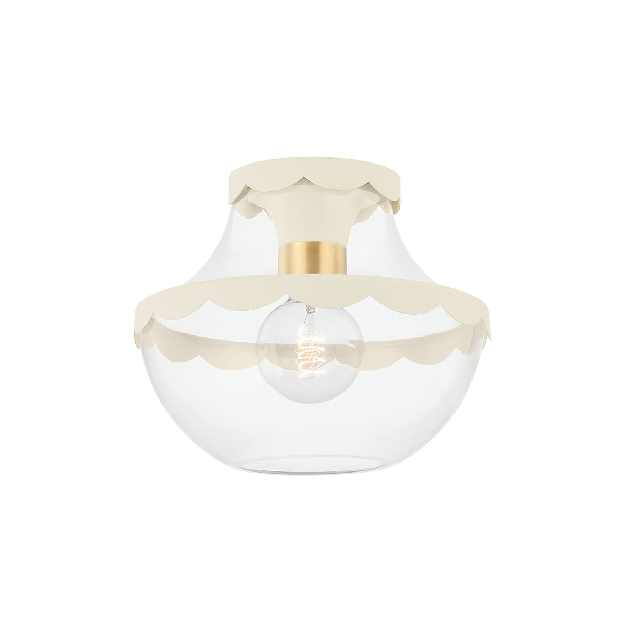 Mitzi - H668601-AGB/SCR - One Light Semi Flush Mount - Alaina - Aged Brass