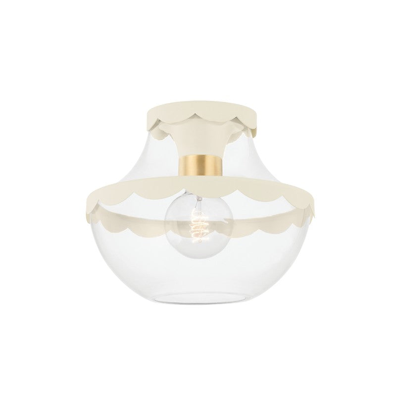 Mitzi - H668601-AGB/SCR - One Light Semi Flush Mount - Alaina - Aged Brass