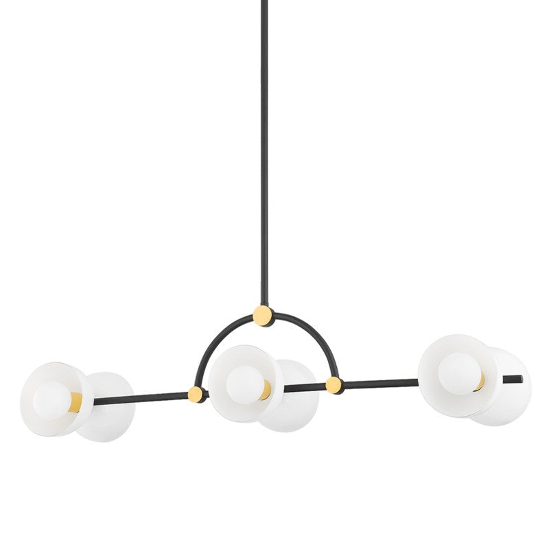 Mitzi - H724906-AGB/TBK - Six Light Linear - Belle - Aged Brass/Textured Black Combo