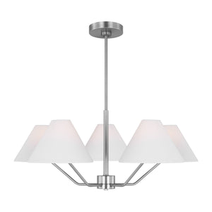 Visual Comfort Studio - DJC1005BS - Five Light Chandelier - Burke - Brushed Steel