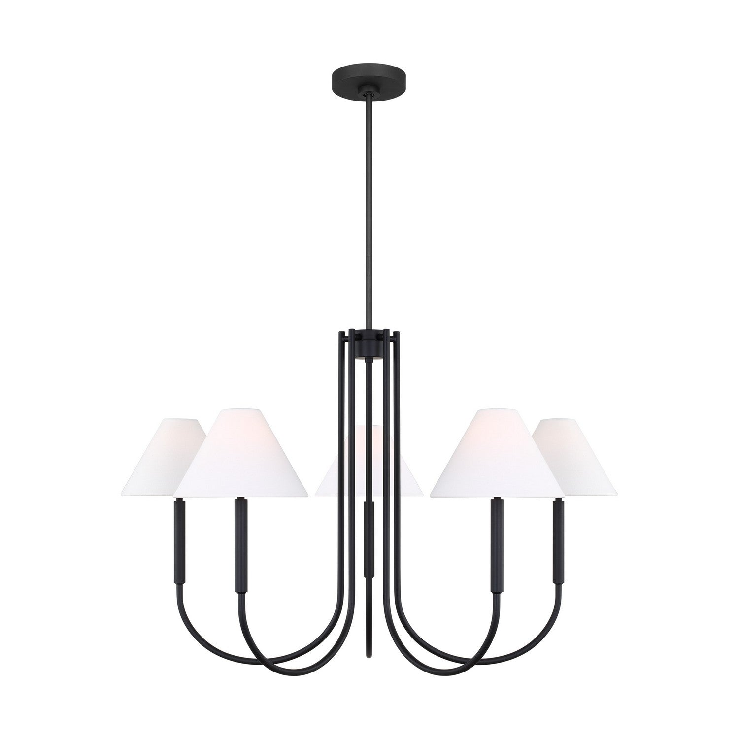 Visual Comfort Studio - DJC1035MBK - Six Light Chandelier - Porteau - Midnight Black