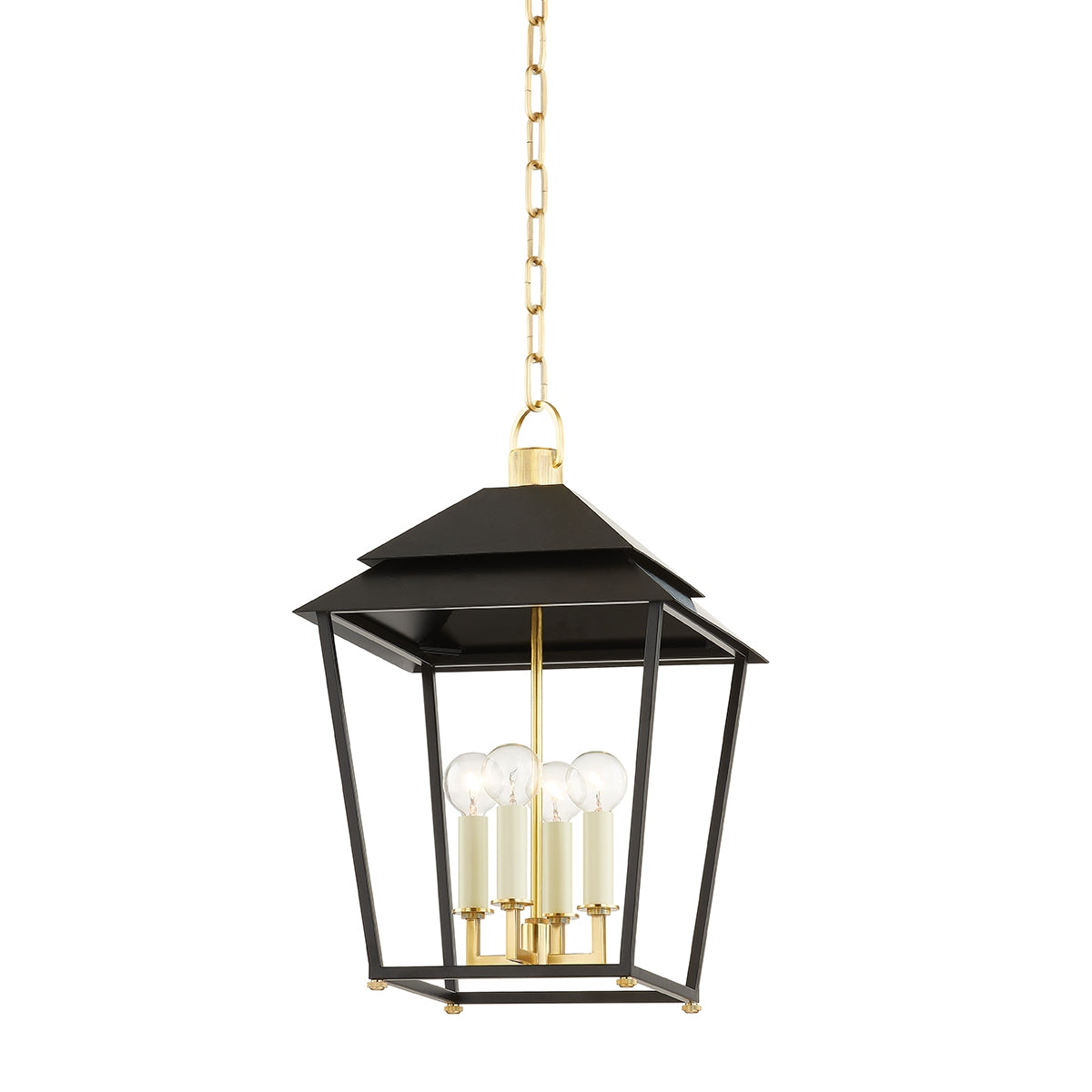Hudson Valley - 5119-AGB/SBK - Four Light Lantern - Natick - Aged Brass