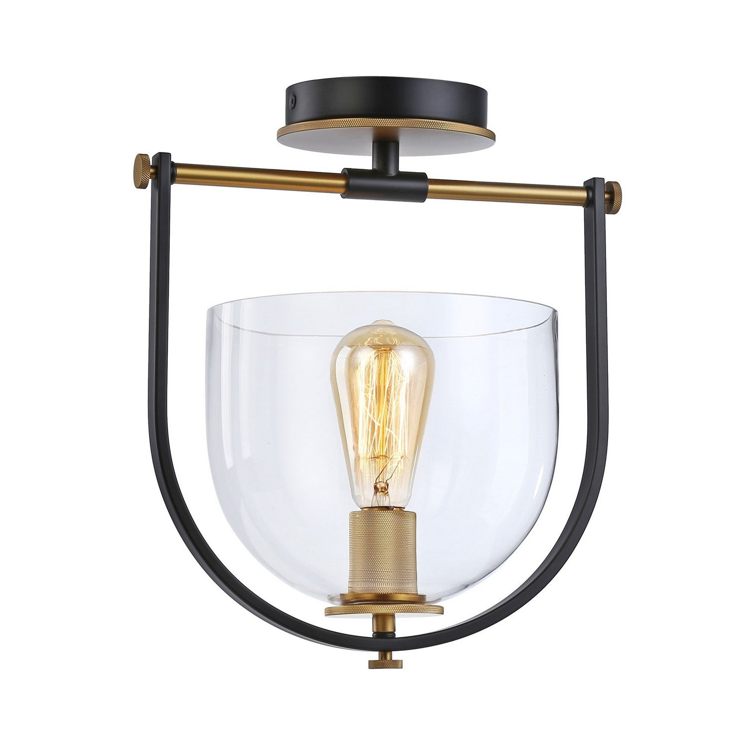 Artcraft - AC11743BB - One Light Semi-Flush Mount - Cheshire - Black & Brass