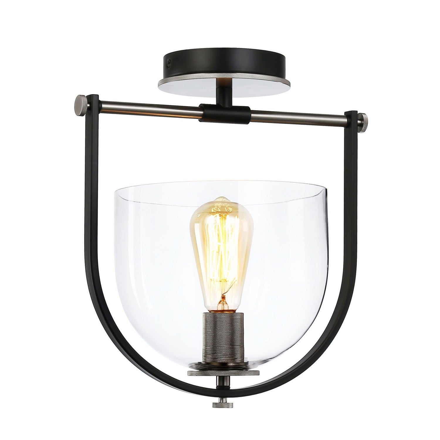 Artcraft - AC11743NB - One Light Semi-Flush Mount - Cheshire - Black & Nickel