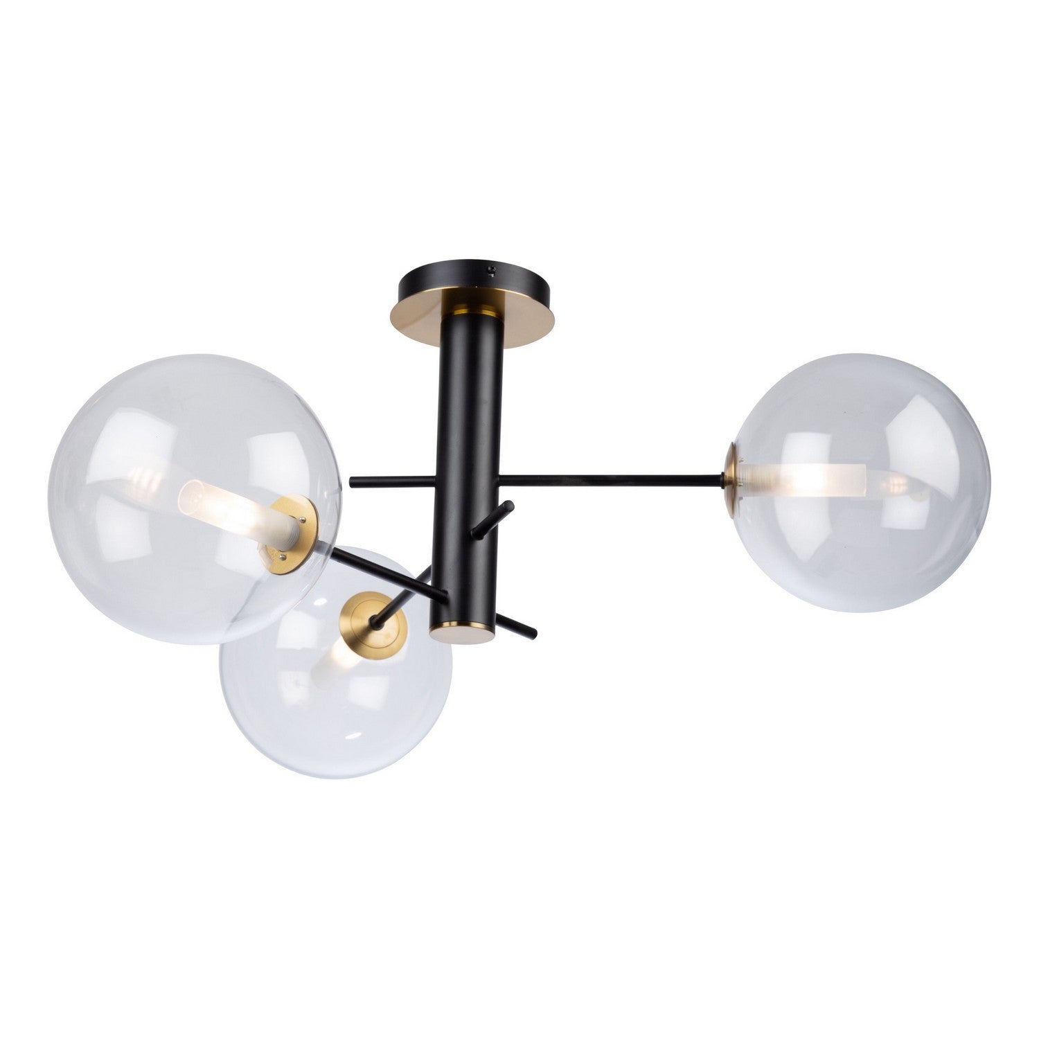 Artcraft - AC11763VB - Three Light Semi-Flush Mount - Aurelia - Matte Black & Brass