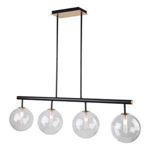 Artcraft - AC11764VB - Four Light Island Pendant - Aurelia - Matte Black & Brass