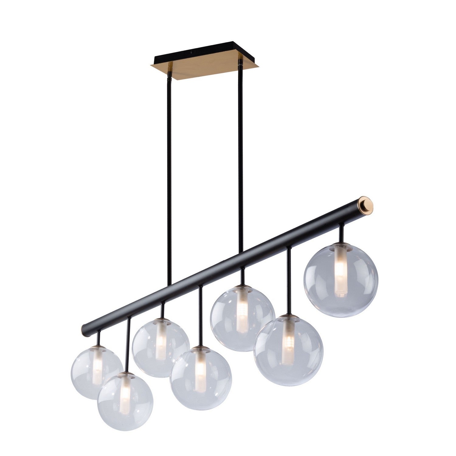 Artcraft - AC11767VB - Seven Light Island Pendant - Aurelia - Matte Black & Brass