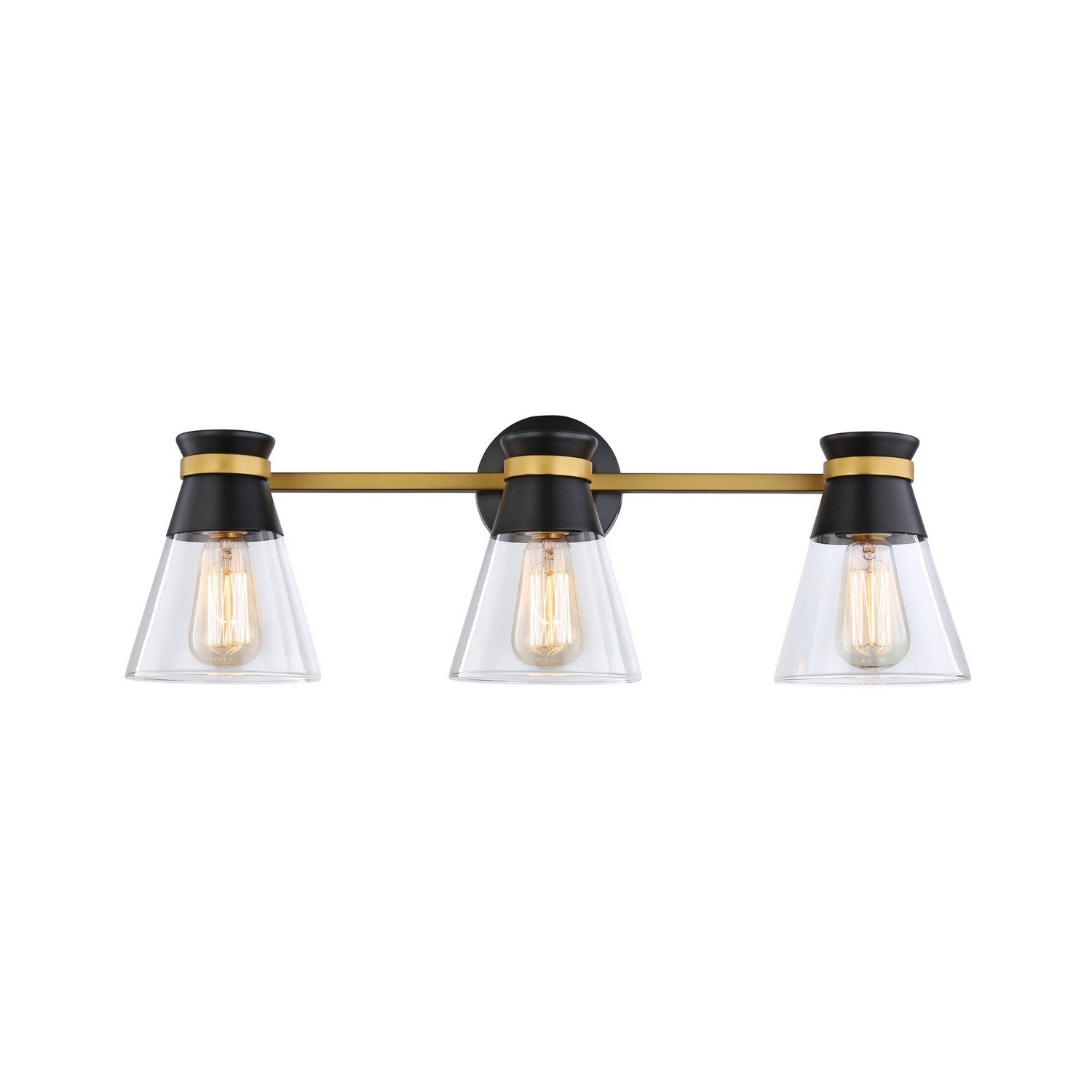 Artcraft - AC11803BB - Three Light Vanity - Kanata - Black & Brushed Brass