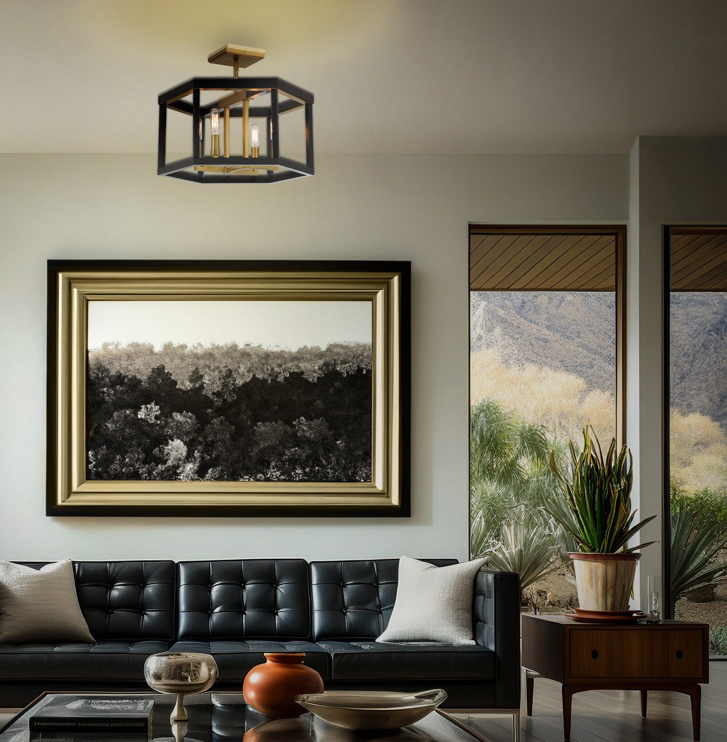 Minka-Lavery - 2114-726 - Four Light Semi Flush Mount - UNION ESTATES - Coal And Soft Brass