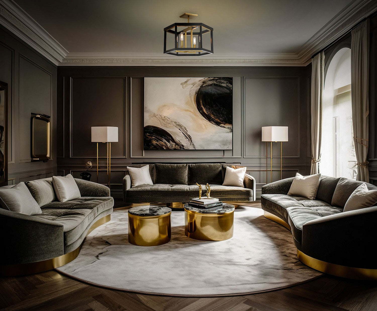 Minka-Lavery - 2114-726 - Four Light Semi Flush Mount - UNION ESTATES - Coal And Soft Brass