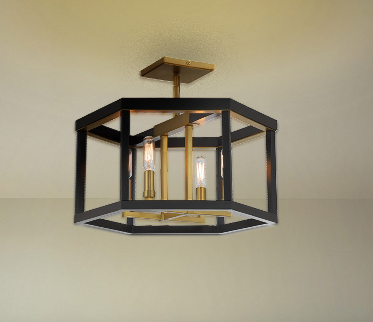 Minka-Lavery - 2114-726 - Four Light Semi Flush Mount - UNION ESTATES - Coal And Soft Brass