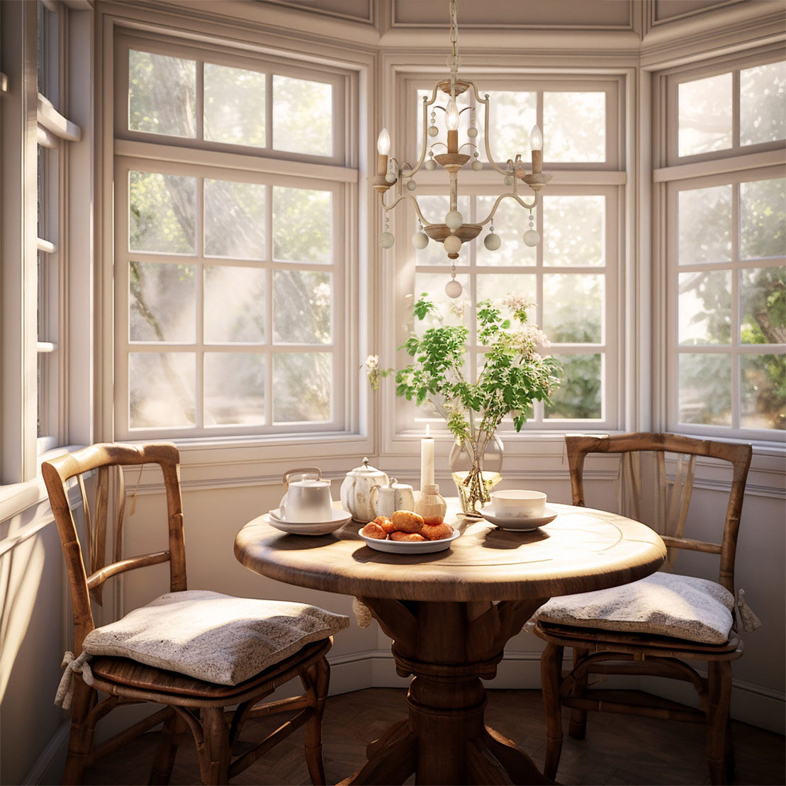Minka-Lavery - 2663-717 - Three Light Chandelier - Colonial Charm - White Wash