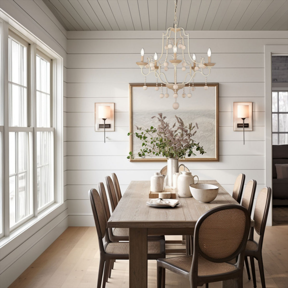 Minka-Lavery - 2665-717 - Five Light Chandelier - Colonial Charm - White Wash