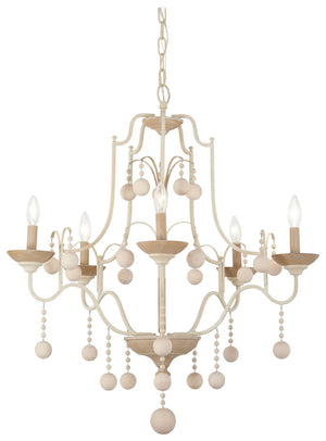 Minka-Lavery - 2665-717 - Five Light Chandelier - Colonial Charm - White Wash