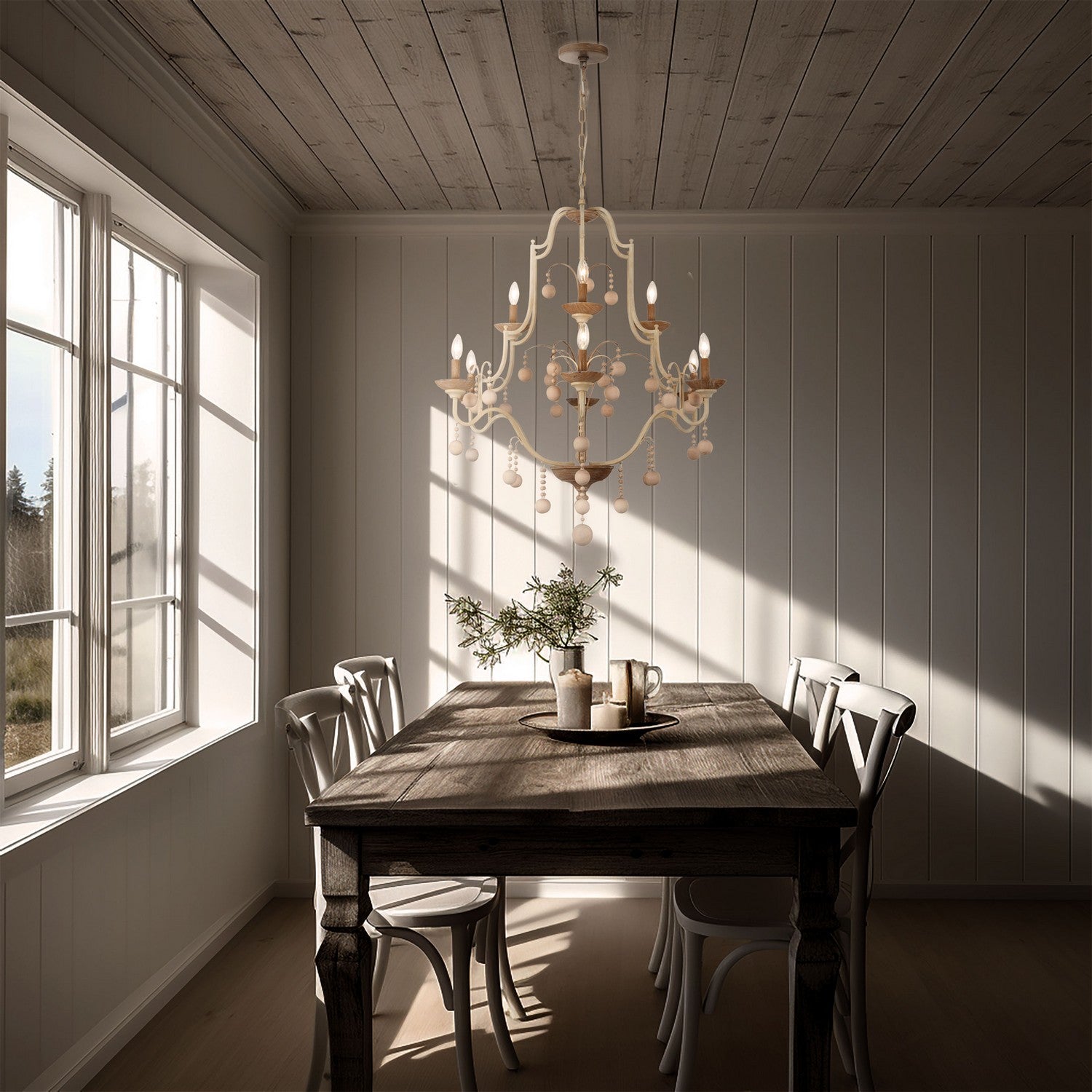Minka-Lavery - 2669-717 - Nine Light Chandelier - Colonial Charm - White Wash