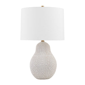 Troy Lighting - PTL2525-PBR/CSD - One Light Table Lamp - Crater - Patina Brass/Ceramic Satin White Gold