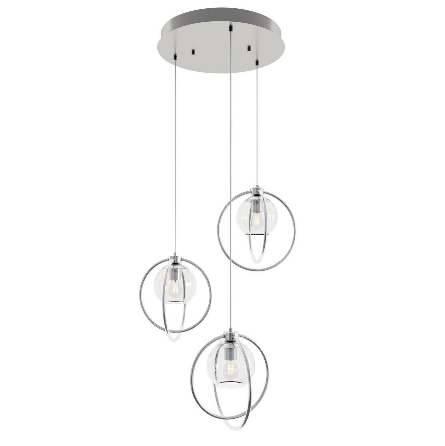 AFX Lighting - JAMP12MBSNRND3 - Three Light Pendant - Jamie - Satin Nickel