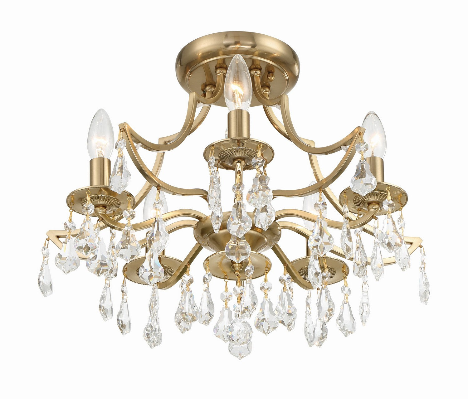 Crystorama - 5930-VG-CL-MWP - Five Light Semi Flush Mount - Cedar - Vibrant Gold