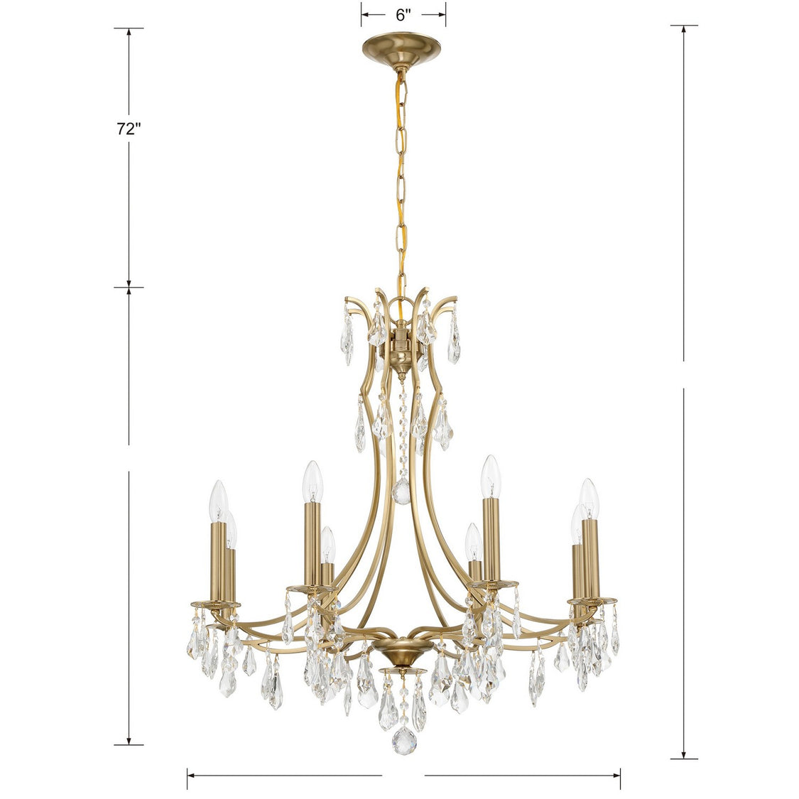 Crystorama - 5938-VG-CL-MWP - Eight Light Chandelier - Cedar - Vibrant Gold
