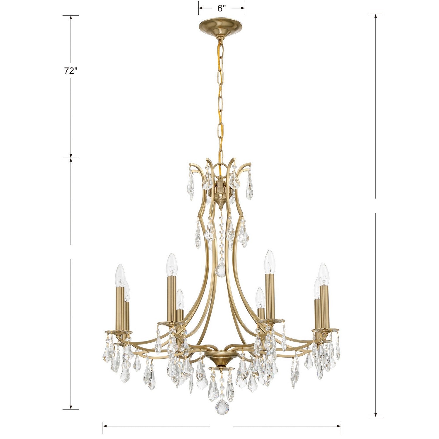 Crystorama - 5938-VG-CL-MWP - Eight Light Chandelier - Cedar - Vibrant Gold