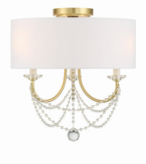 Crystorama - DEL-90803-AG_CEILING - Three Light Semi Flush Mount - Delilah - Aged Brass